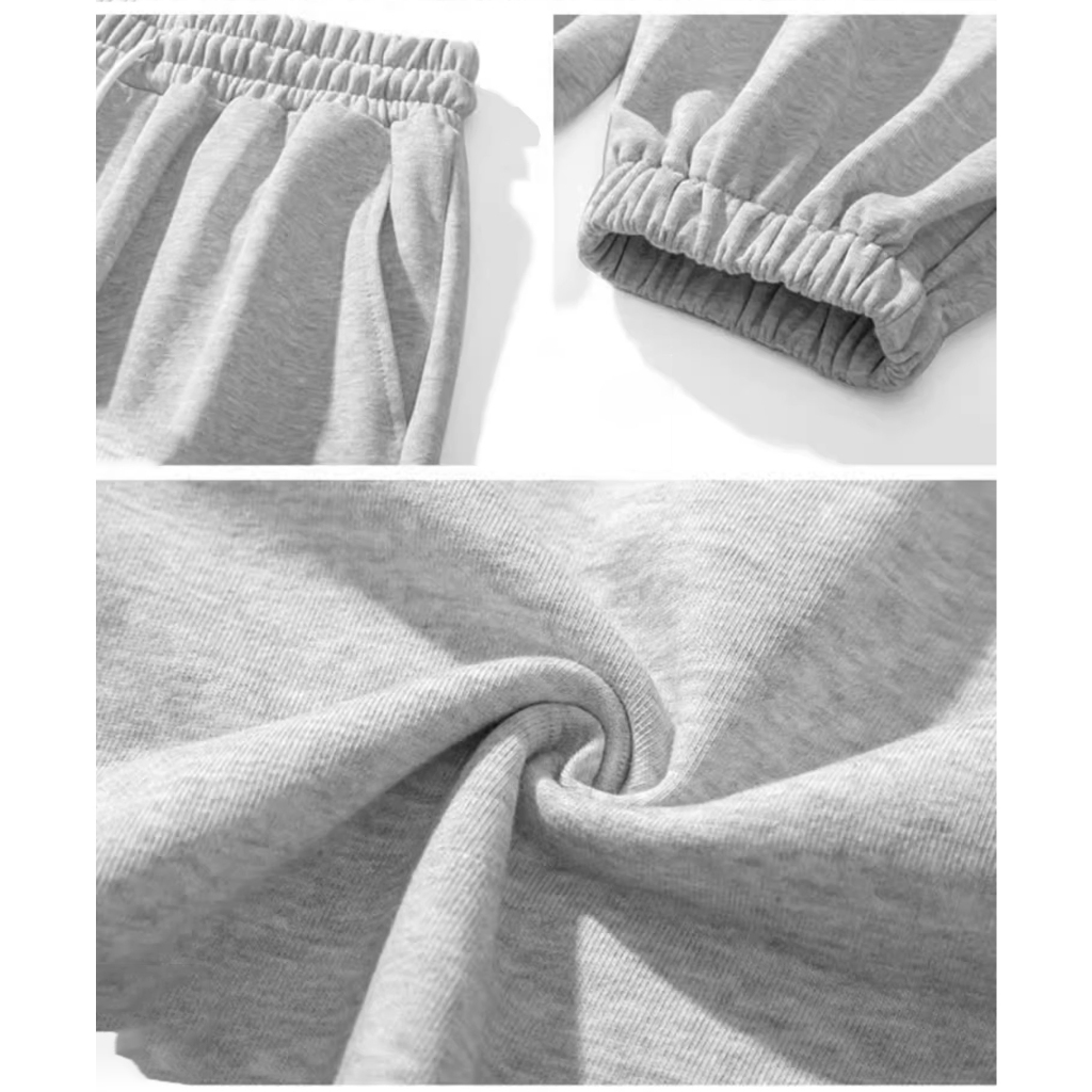 กางเกงวอร์มขายาวผู้ชายกางเกงลำลองทรงหลวมแบบหนาแบรนด์อินเทรนด์บาสเก็ตบอลสีเทาดำกางเก