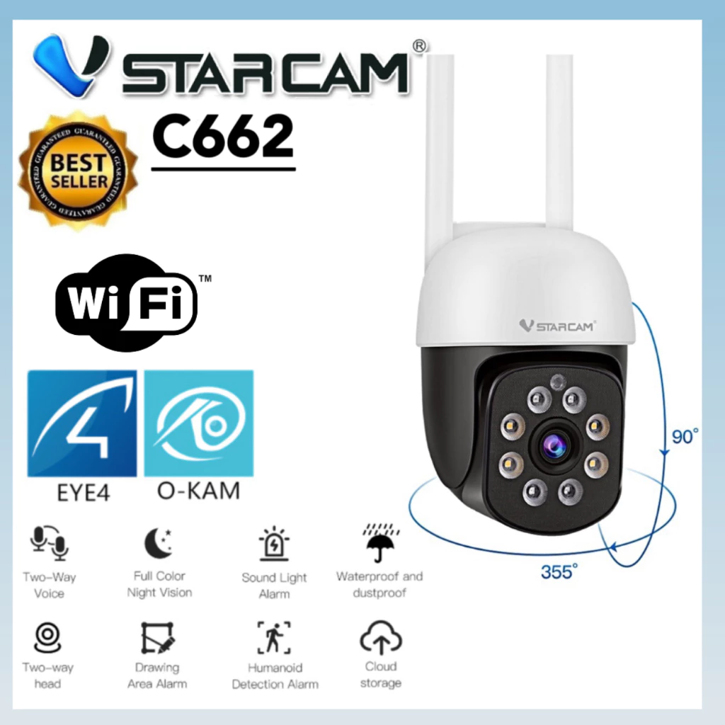 Vstarcam C662 2MP/CS662 3MP ความละเอียด 3 ล้านพิกเซล กล้องวงจรปิดไร้สาย กล้องนอกบ้าน Outdoor มีAI+ คนตรวจจับสัญญาณเตือน