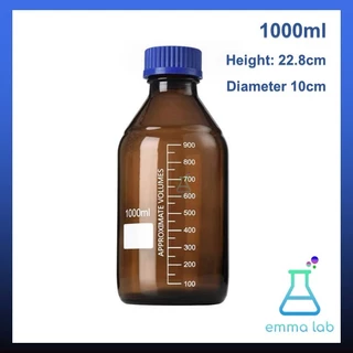 ขวดเก็บสารเคมี สีชา แบบฝาเกลียว ขนาด 100, 250, 500,1000,2000ml, Duran / Reagent bottle, Glass Laboratory Reagent Bottle