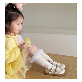 พร้อมส่ง ถุงเท้ายาวใต้หัวเข่า ถุงเท้ามีระบาย สำหรับเด็กอายุ 0-5 ปี น่ารัก สีหวานน่ารัก