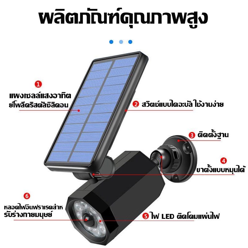 【ค่าไฟเป็น 0ทั้งปี】กล้องดัมมี่ กล้องหลอก ​กล้องวงจรปิดหลอกโจร Solar Light Dummy CCTV Camera