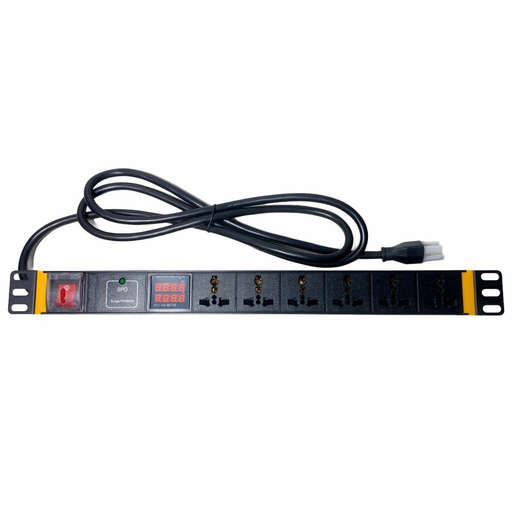 รางปลั๊กไฟใส่ตู้ 1U RACK AC ( PDU) จอแสดง V/A