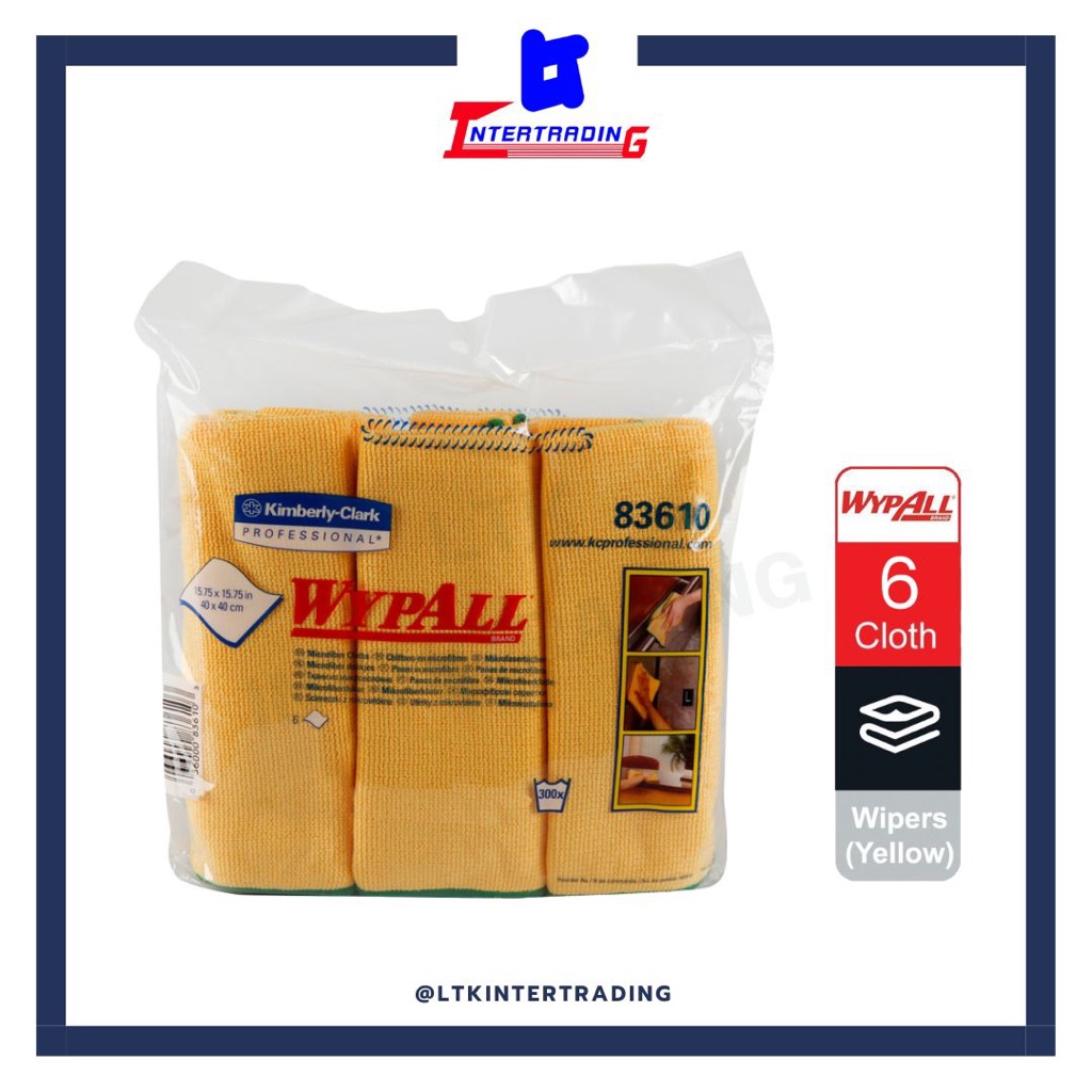 WYPALL ผ้าไมโครไฟเบอร์ (สีเหลือง) ขนาด40x40ซม (บรรจุ1แพ็คx6 ชิ้น) Code:83610