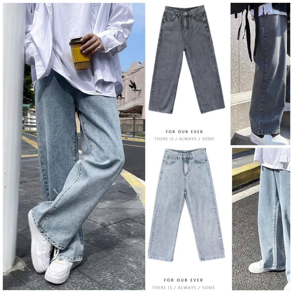 StylePop กางเกงยีนส์ขายาวผู้ชาย ทรงกระบอก สไตล์เกาหลี Korea Style JZ92