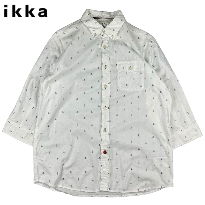 เสื้อเชิ้ต ikka มือสอง สีขาวลายสมอ size L