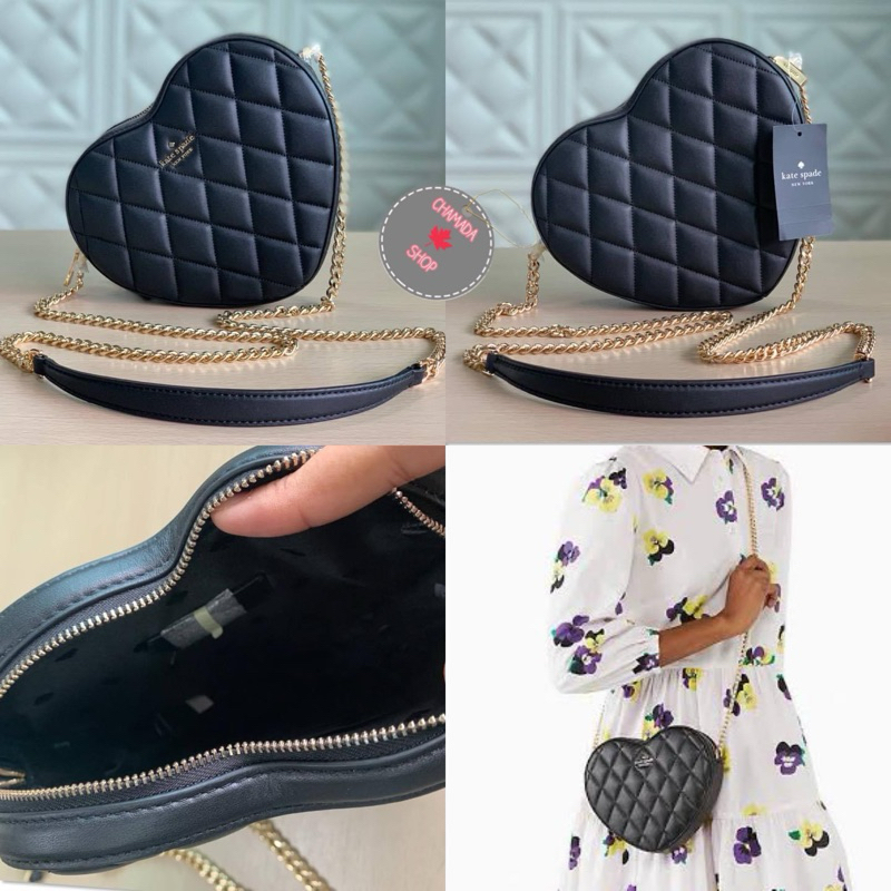 KATE SPADE Love Shack Quilted Heart Crossbody Purse🖤🖤 แท้💯