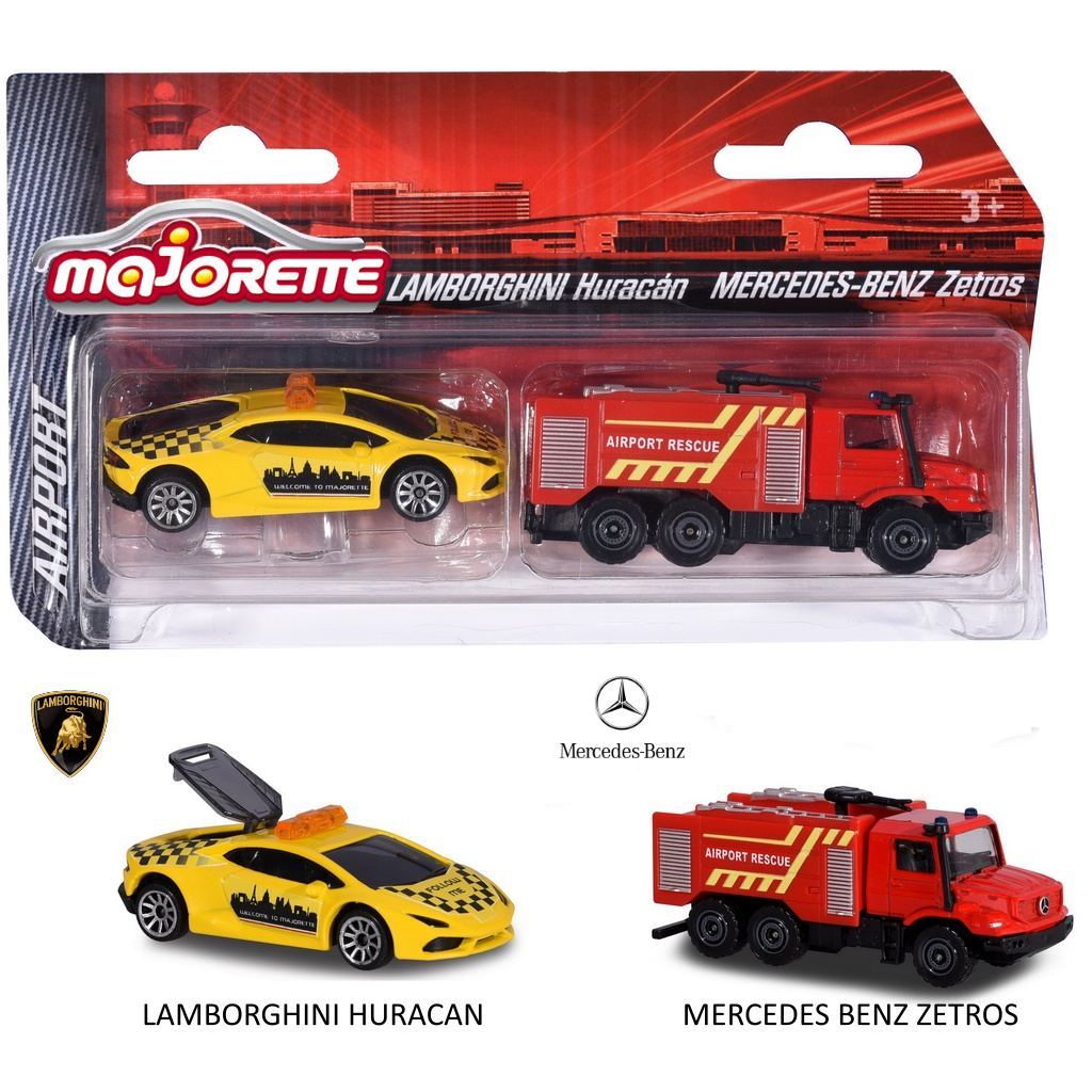 โมเดลรถเหล็ก Majorette (แพ็คคู่) รุ่น LAMBORGHINI HURACAN + MERCEDES BENZ ZETROS MJSALES #