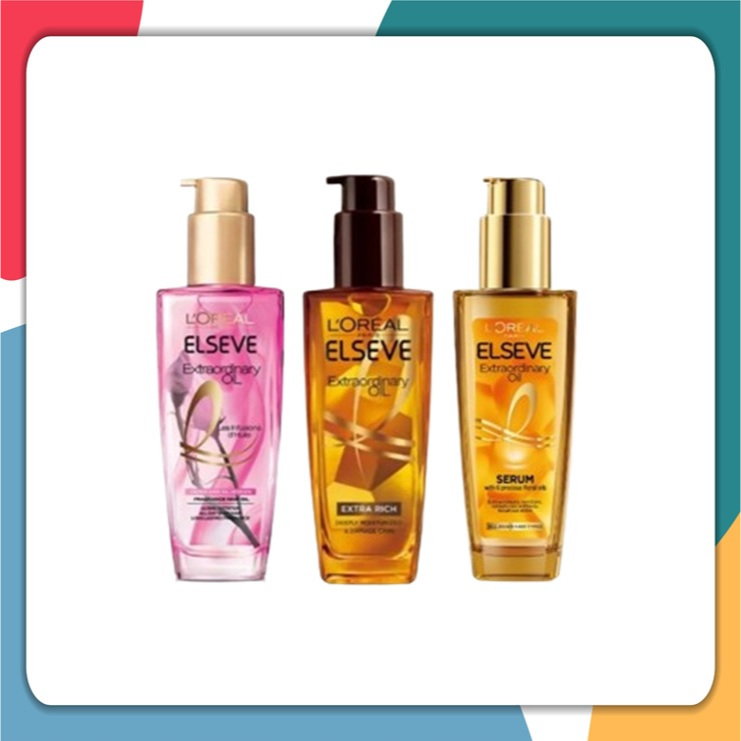 Loreal Paris Elseve Extraordinary Oil 100 ml. [ 6 สูตร : Shine , Dry Hair , Rich , French Rose , Lavender , Botanical ]