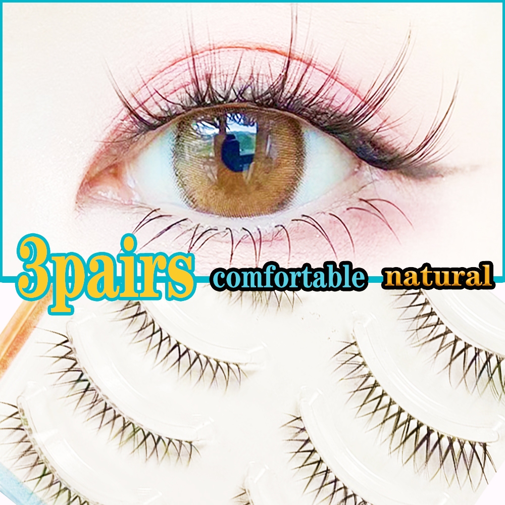 3pairs False Eyelashes ตามธรรมชาติ สะดวกสบาย ผอมบาง ขนตา การ์ตูน นางฟ้า จินนี่ ขนตาคู่เดียว ขนตาจีน จัดส่งจากประเทศไทย