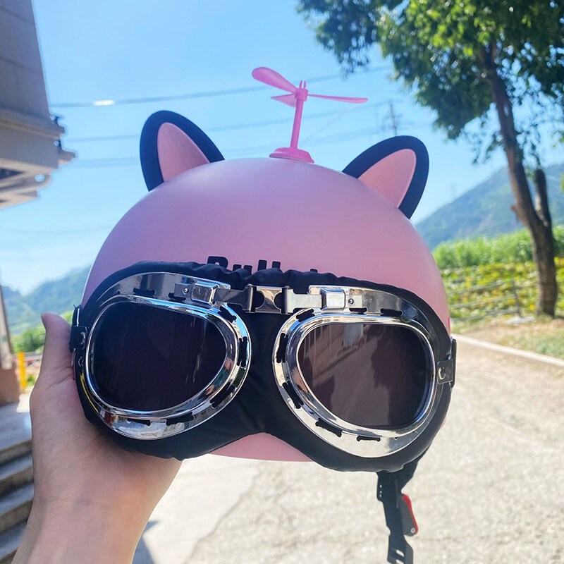หมวกกันน็อคสำหรับจักรยานไฟฟ้า1คู่อุปกรณ์หมวกกันน็อกตกแต่งแบบ DIY หูแมวน่ารัก1คู่