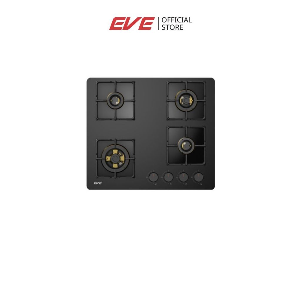 EVE เตาแก๊ส 4 หัว แบบฝัง ฐานกระจกนิรภัย HB60-4BBTA/BG