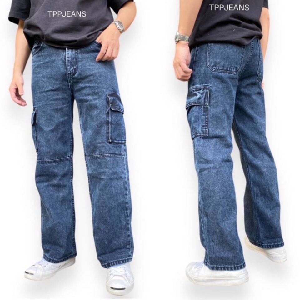 JEANSEXPRESS Cargo Denim เอว 28“-42” กางเกงยีนส์คาร์โก้ ทรงกระบอกใหญ่ ทรงสวย ใส่สบาย เป้าซิป มีไซส์ใหญ่