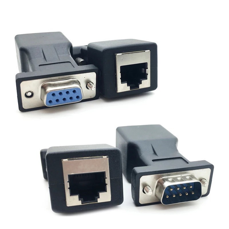 DB9 RS232 ชาย/หญิง RJ45 หญิงอะแดปเตอร์ COM พอร์ต LAN Ethernet Port Converter