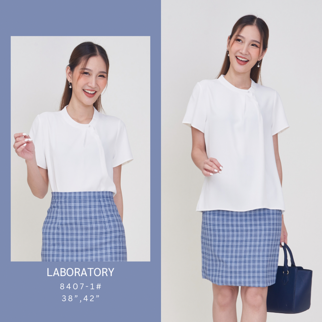 *Laboratory* เสื้อคอจีนป้าย 8407-1#  ติดกระดุมผ้า แขนสั้น มีไซส์ 38”;42”