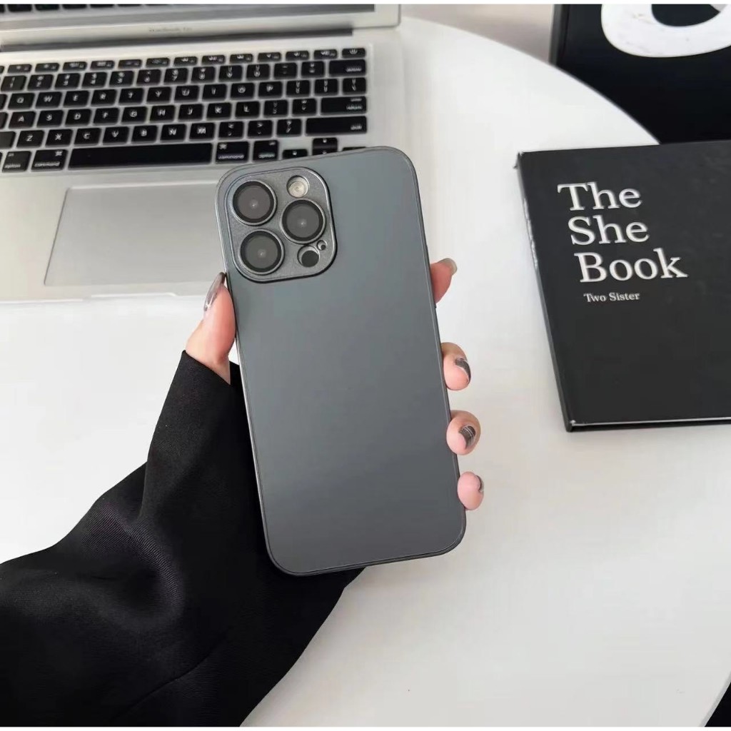 กรอบTPU+กลับกระจก CASE FOR IPHONE 11 12 13 14 PRO MAX PLUS เคสเนื้อด้านกันแล์นกระจก N104