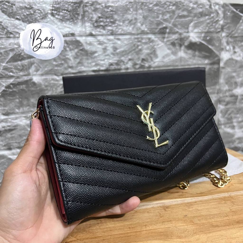 กระเป๋าสะพายข้าง มีสายโซ่ถอดออกได้ ขนาด7.5นิ้ว มีช่องใส่บัตร ช่องซิปใช้งาน พร้อม(กล่อง การ์ด ถุงผ้า) พร้อมส่งทันที