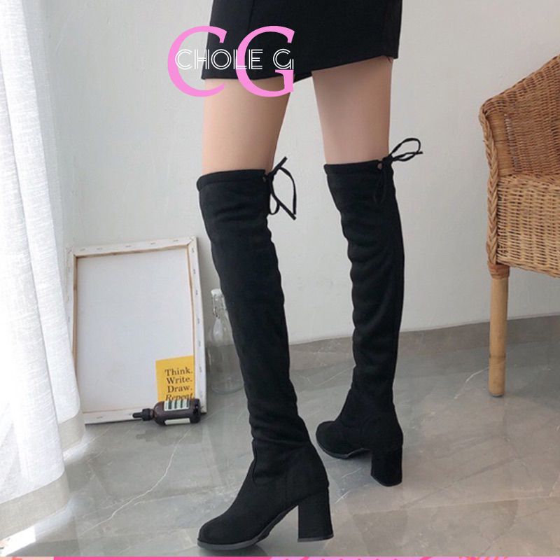 Chole G:77 Velvet Long Boots รองเท้าบูท บูทยาว คลุมเข่า รุ่น Long Boots ไซส์ 37-43สูง7cm(SH0027)