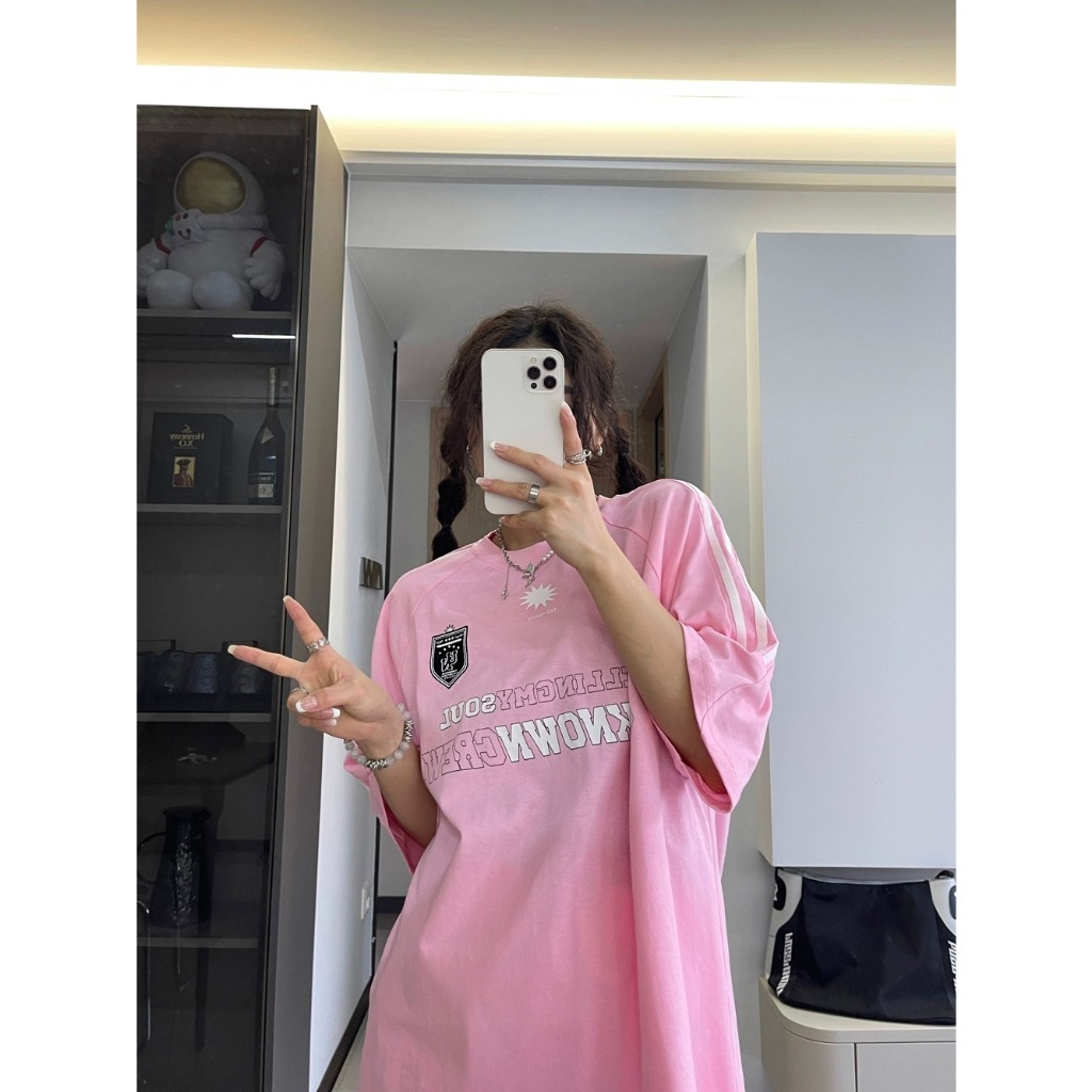 ส่งทันที Cici(NO. 8922) เสื้อยืดทรงโอเวอร์ไซส์ พิมพ์ลายอักษร สไตล์อเมริกัน - รูปที่ 3