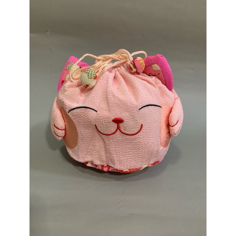 กระเป๋าหูรูดภาพญี่ปุ่นแมวกวัก งานญี่ปุ่นแท้ 100%