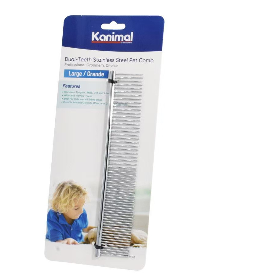 Kanimal Dual-Teeth Pet Comb Large คานิมอล หวีสางขน ไร้ด้าม รุ่นฟันเล็ก+ใหญ่ ขนาด19x4.2ซม. - รูปที่ 2
