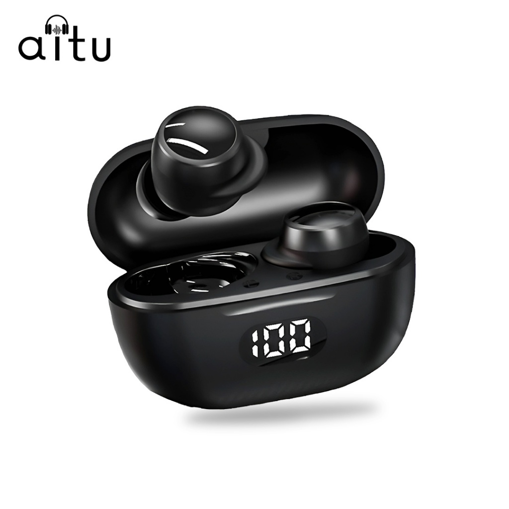 Aitu12 หูฟังอินเอียร์ บลูทูธ5.3 ลดเสียงรบกวน สําหรับเล่นกีฬา เล่นเกม HIFIน้ำหนักเบาและขนาดเล็ก สวมใส่ง่ายType-cไมค์ในตัว