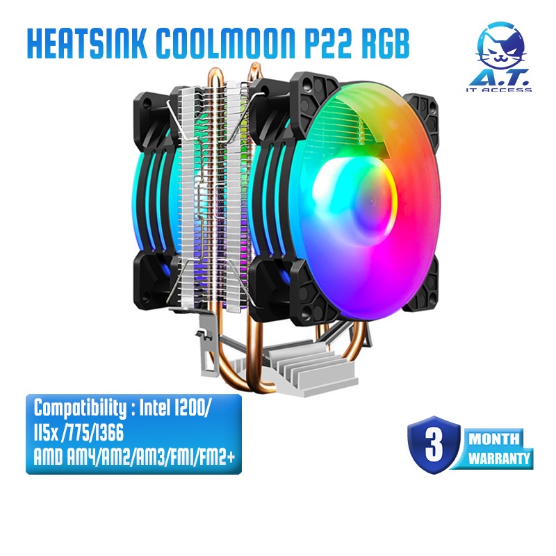 CPU Cooler Coolmoon P22 RGB Heatsink ซิงค์ลม พัดลมระบายความร้อน