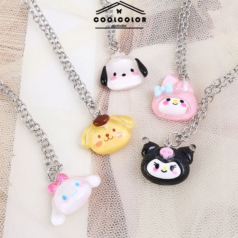 CODในไทย สร้อยคอโซ่SanrioKuromi Melodyจี้การ์ตูนน่ารักสไตล์เกาหลีสําหรับคู่รักแฟชั่นเครื่องประดับ
