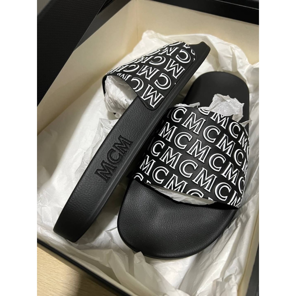 MCM Diagonal Monogram Rubber Slides รองเท้าแตะ Size 36 / 22.5 cm ของแท้100%