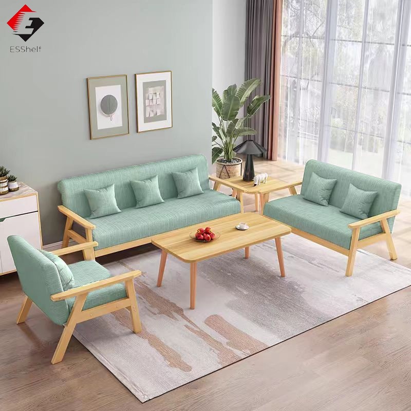 ESShelf สไตล์มินิมอล 1/2/3 ที่นั่ง เก้าอี้โซฟา Sofa ทำจากไม้ธรรมชาติ หลายสีให้เลือก โซฟานุ่ม เหมาะสำหรับสำนักงาน ห้องนั