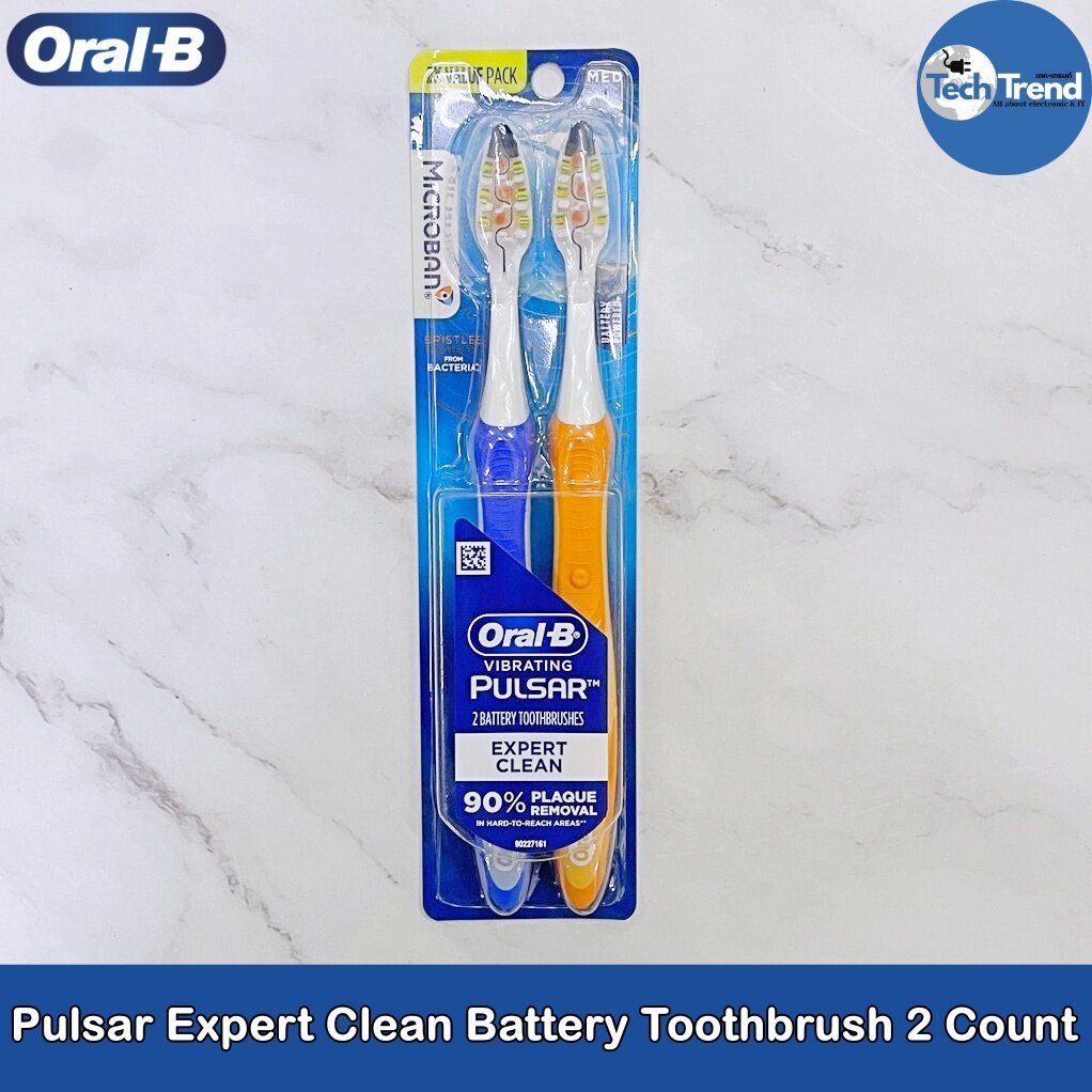 (Oral-B) Vibrating Pulsar Expert Clean,Battery Toothbrush, Medium 2 Count ออรัล-บี แปรงสีฟันไฟฟ้า แบบใช้แบตเตอรี่