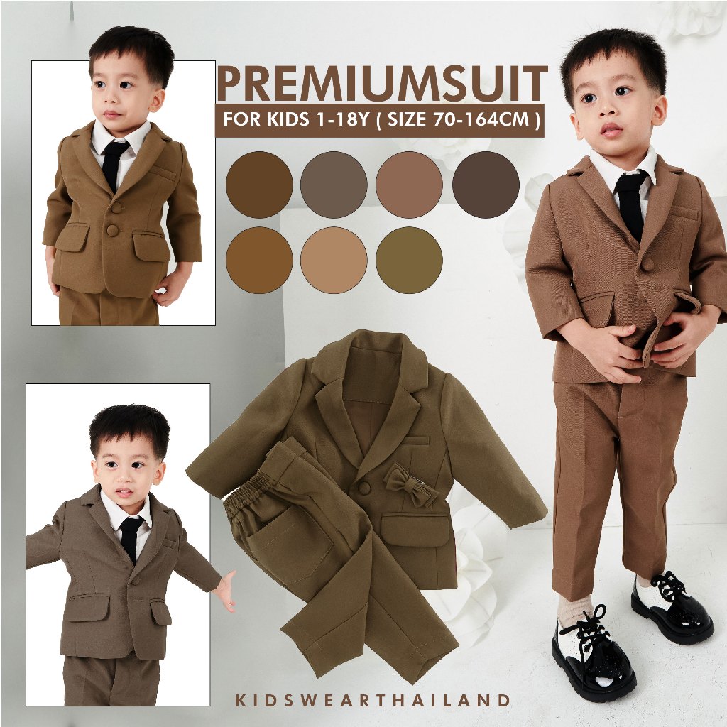 สูทน้ำตาล สีกาแฟ สูทเด็กสีทอง เบลเซอร์ผู้ชาย size 70-164 cm พร้อมส่ง!! เกรดสั่งตัด เด็กเล็ก-เด็กโต ชุดงานแต่งงาน