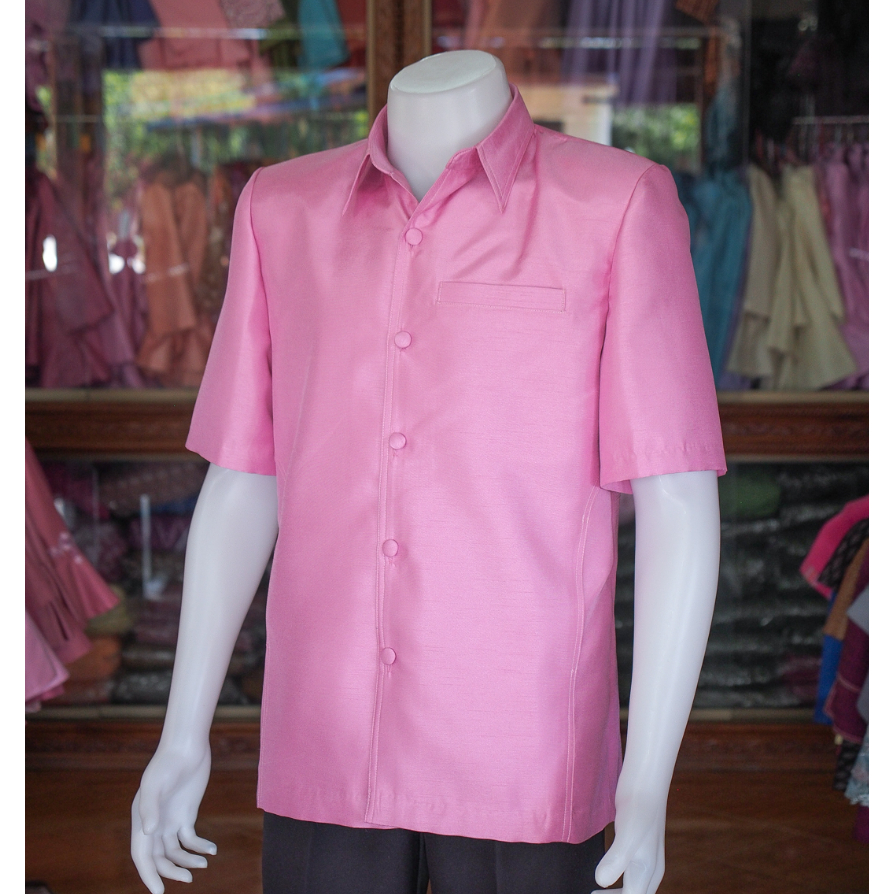 เสื้อสูทไหมแพรทอง สีชมพูกลีบบัว - รูปที่ 2