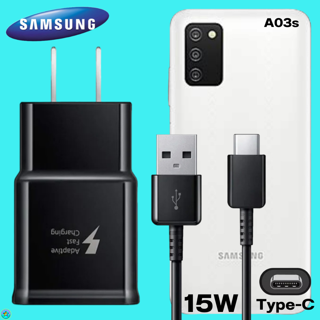 ที่ชาร์จ อะแดปเตอร์ Samsung 15W (us) Type-C USB-A ซัมซุง A03s ชาร์จด่วนเร็วไว Adaptive Fast Charging หัว+สาย 1-2 m.
