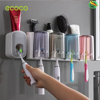 [พร้อมส่ง]ECOCO ที่เก็บแปรงสีฟัน แบบติดผนัง ที่บีบยาสีฟัน ในห้องน้ำ ติดตั้งง่าย ชั้นวางของในห้องน้ำ พร้อมสติ๊กเกอร์E1922