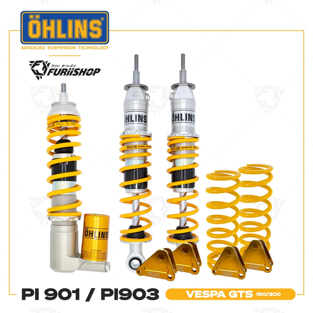 ชุดโช๊คหน้า/หลัง Ohlins For Vespa GTS150/300 รหัส PI 901 - PI 903 FuriiShop