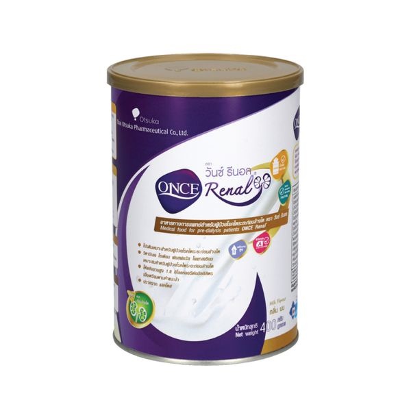 ONCE RENAL MILK FLAVOUR 400 MG วันซ์ รีนอล 400 กรัม สําหรับผู้ป่วยโรคไตระยะก่อนล้างไต
