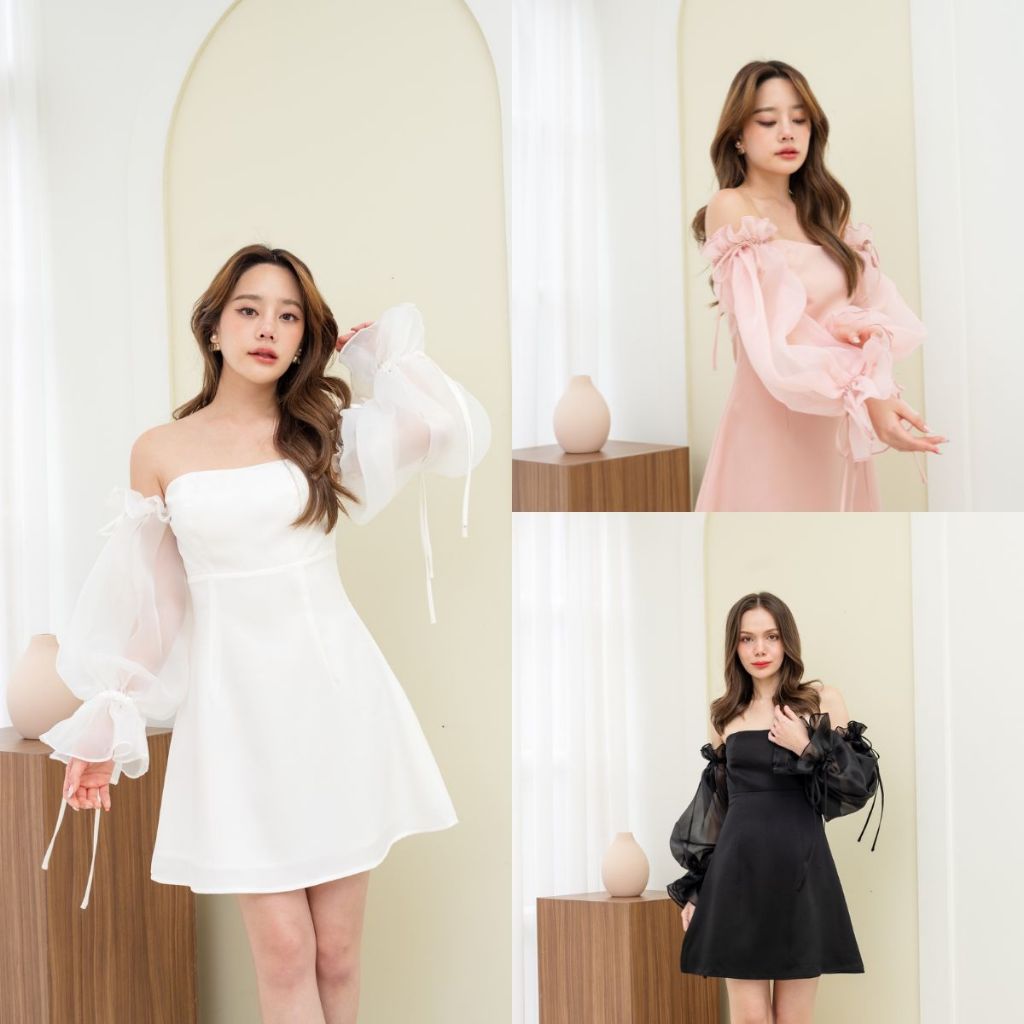 Pirunya - Mini Dress 24 เดรสสั้น แขนยาวผ้าแก้ว