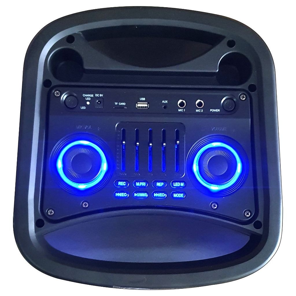 SKG ลำโพง พกพา บลูทูธ ล้อลาก 10นิ้วx2ดอก 40wRMS ขยาย 21,000 W ไมค์ลอย 1ตัว ไฟวิบวับ (ปิด-เปิดได้) รุ่น KG-052 สีดำ