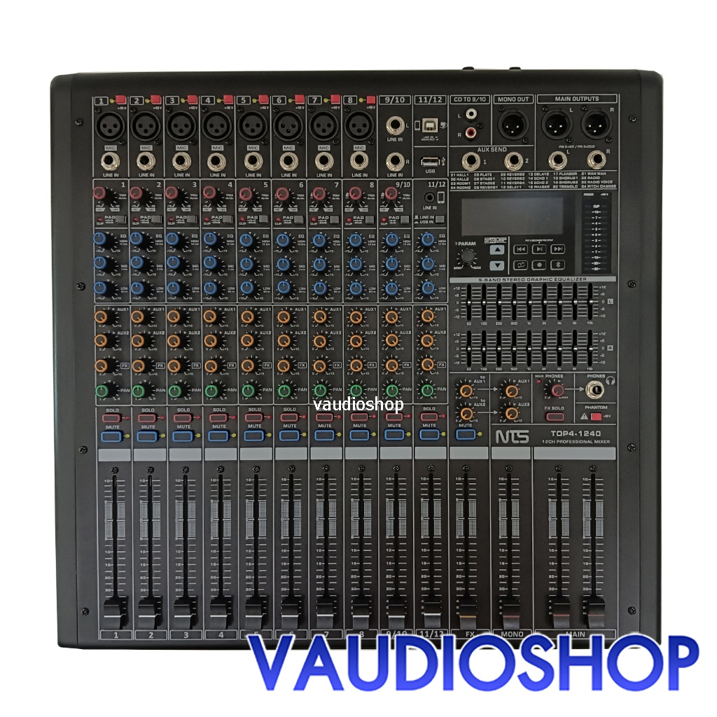 NTS TOP4-1240 Power Mixer (12input, 400Wx4ch) เพาเวอร์มิกเซอร์ เอ็นทีเอส 400Wx4 แชนแนล Power Mixer T