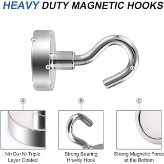แม่เหล็กตะขอ Neodymium Magnet ตะขอแม่เหล็ก ตะขอแม่เหล็กทรงพลัง ตะขอเกี่ยว แขวนกุญแจ แม่เหล็กแรงสูง Hook Magnet