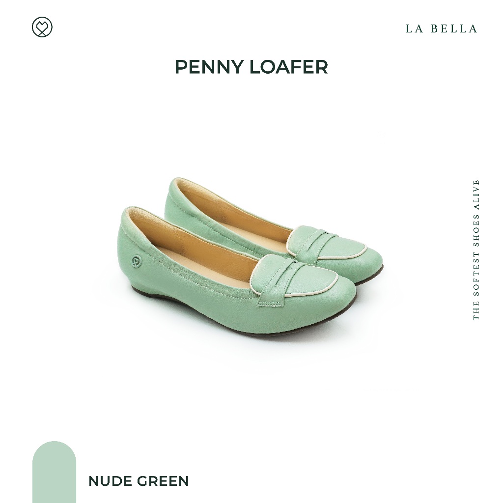 LA BELLA รุ่น PENNY LOAFER - NUDE GREEN