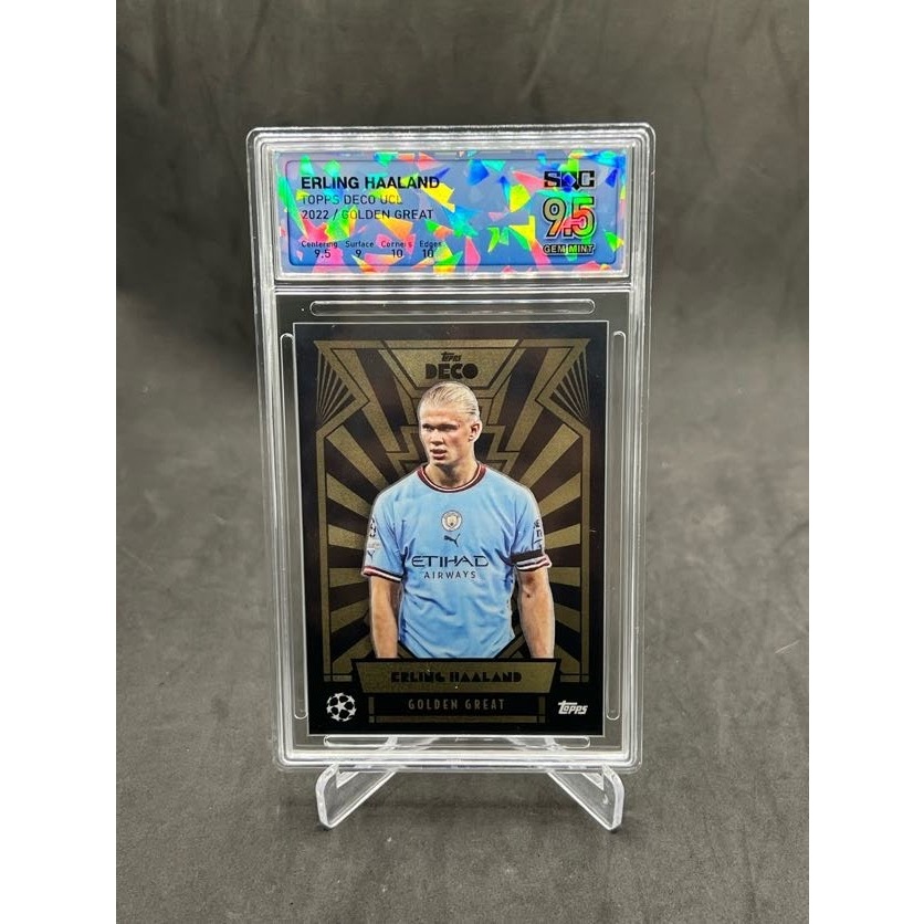 การ์ดนักฟุตบอล ERLING HAALAND /Topps Deco UCL 2022/Golden Great /SQC Graded 9.5 Gem Mint + FREE GIFT