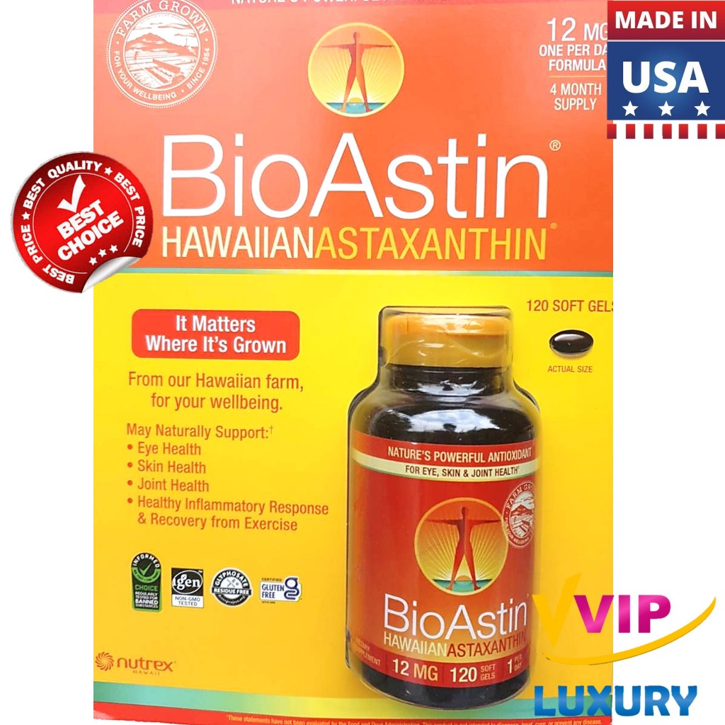 🌺คุ้มสุดๆ 12 mg/120 softgels Bioastin - Astaxanthin สาหร่ายแดง exp05/2026