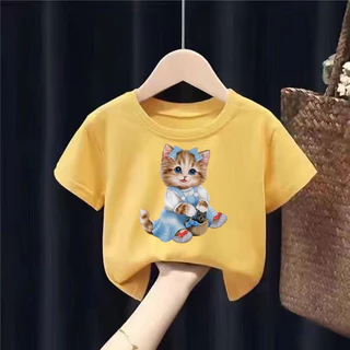 เสื้อยืดเด็กพิมพ์ลายการ์ตูน น่ารักๆๆ เนื้อผ้าฝ้าย "สีเหลือง" Pattern 253-264