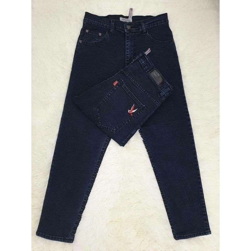 MD jeans กางเกงยีนส์ยืด ปักนกกระเป๋าหลัง ขา8ส่วน เอว34-44 สาวอวบอ้วน