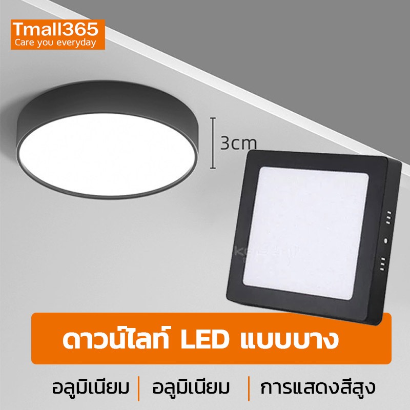 โคมพาแนล (ติดลอย) โคมไฟดาวน์ไลท์ 12W 18W 24W Downlight ขอบดำ กลม / เหลี่ยม Panel LED สำหรับห้องนอน,ห้องครัว