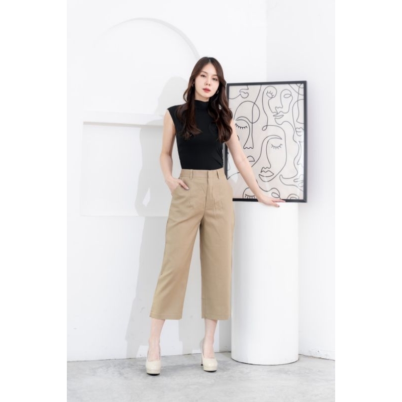 กางเกงลินินผสม รุ่น 7 ส่วน ทรงขากระบอกกลาง สวมใส่สบาย งานตัดเย็บในไทย ไม่ใช่งานจีน