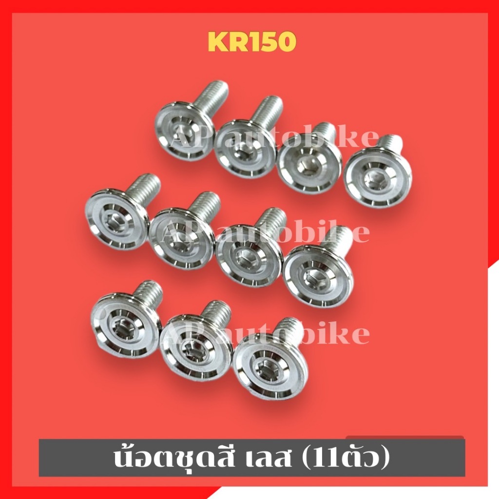 น้อตชุดสีKR-150 (11ตัว) สแตนเลสหัวเรียบ งานด้าน น้อตชุดสีเคอา