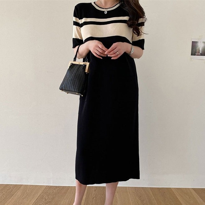 Jayla Dress เดรสไหมพรมยาวลายทาง TS1771