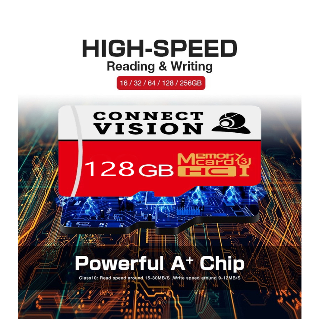 Connect Vision Micro SDCard 128GB Top U3 (UHS Speed Class 3) เมมโมรี่การ์ด โทรศัพท์มือถือ แท๊บเล็ต เ